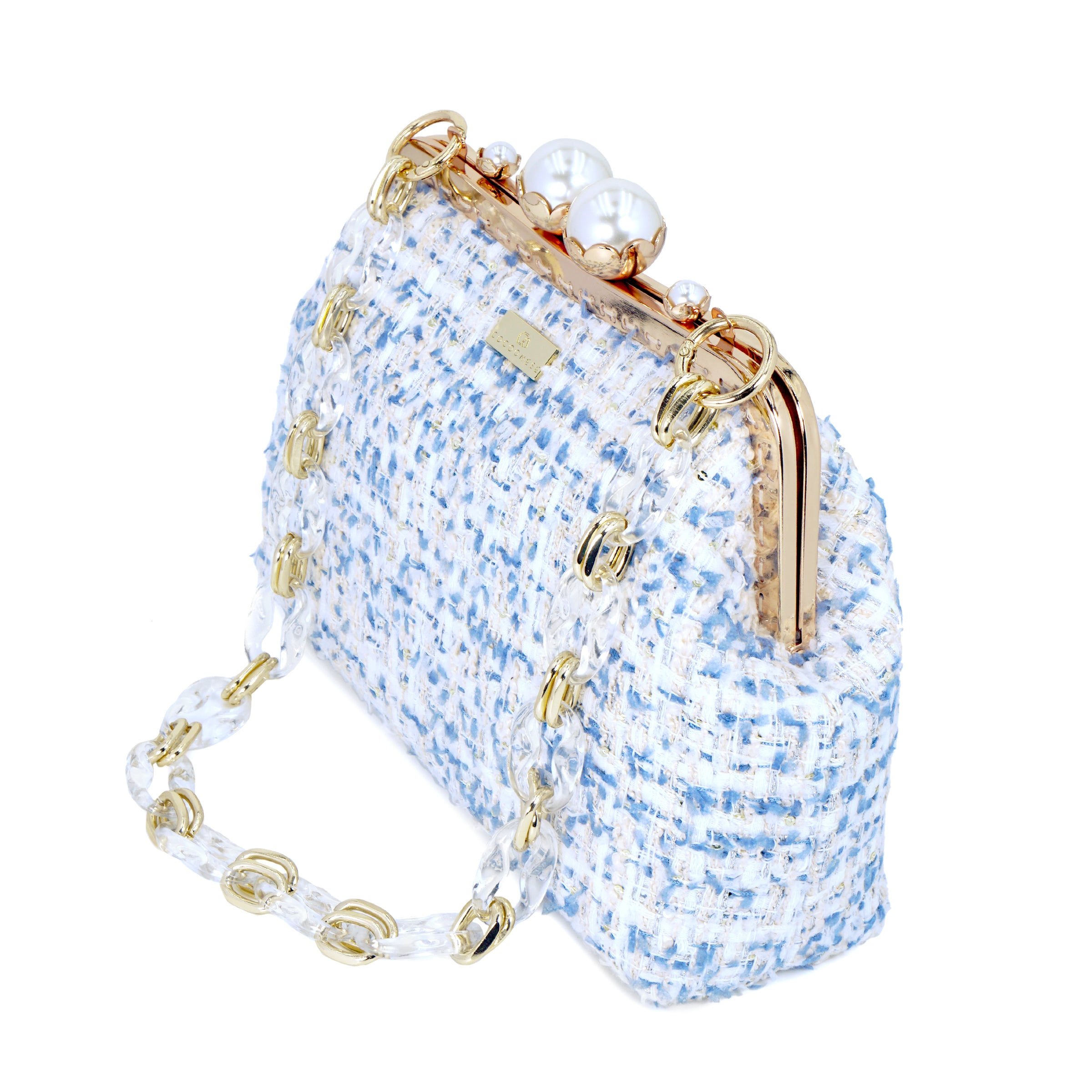Acrylic Chain Tweed Shoulder Bag