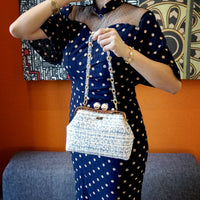 Acrylic Chain Tweed Shoulder Bag