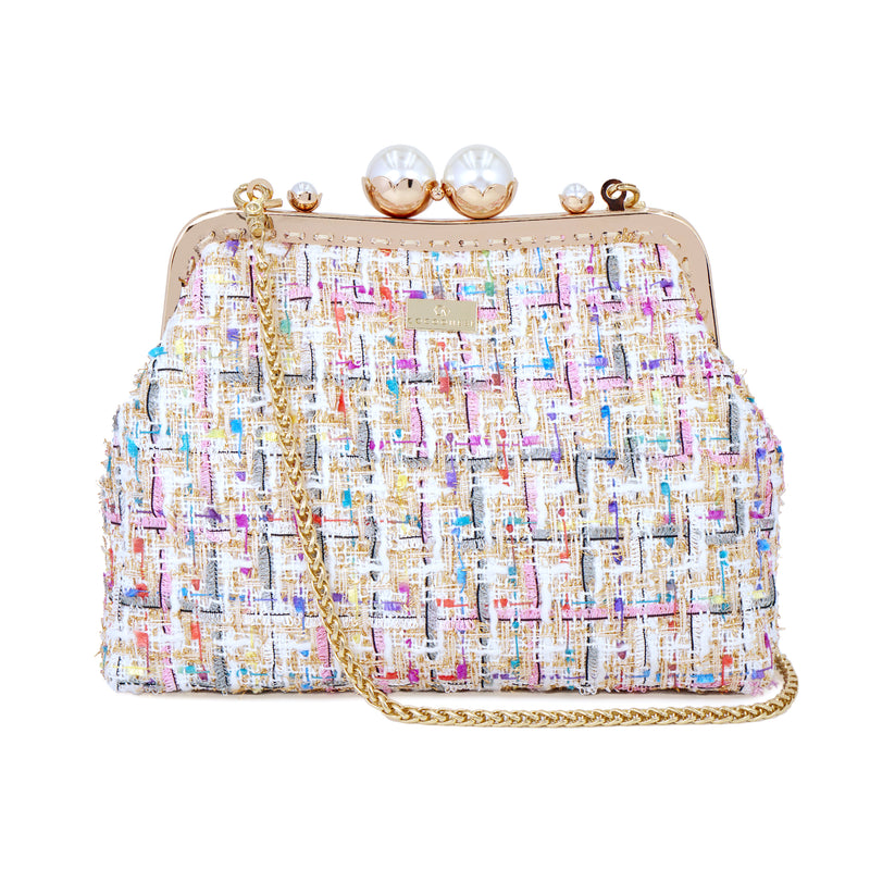 Acrylic Chain Tweed Shoulder Bag (Multi colors)