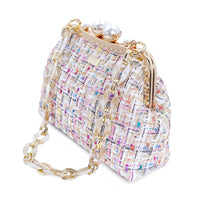 Acrylic Chain Tweed Shoulder Bag (Multi colors)