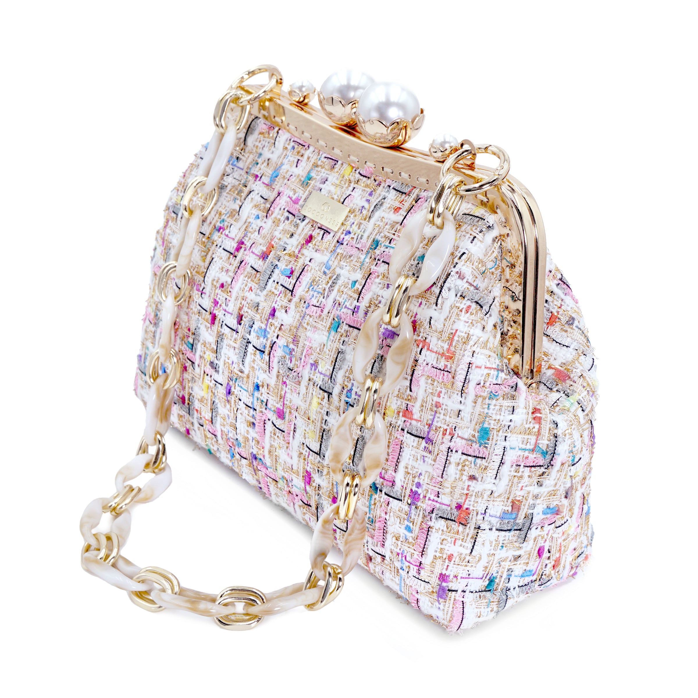 Acrylic Chain Tweed Shoulder Bag (Multi colors)