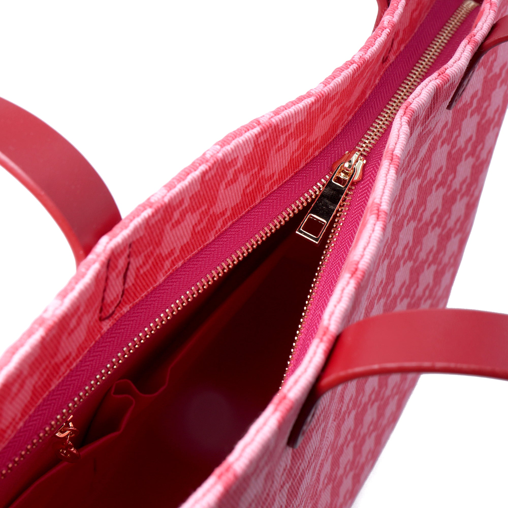 20% OFF - Zipper Top Tote Bag - Houndstooth Check(PK)