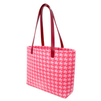 20% OFF - Zipper Top Tote Bag - Houndstooth Check(PK)