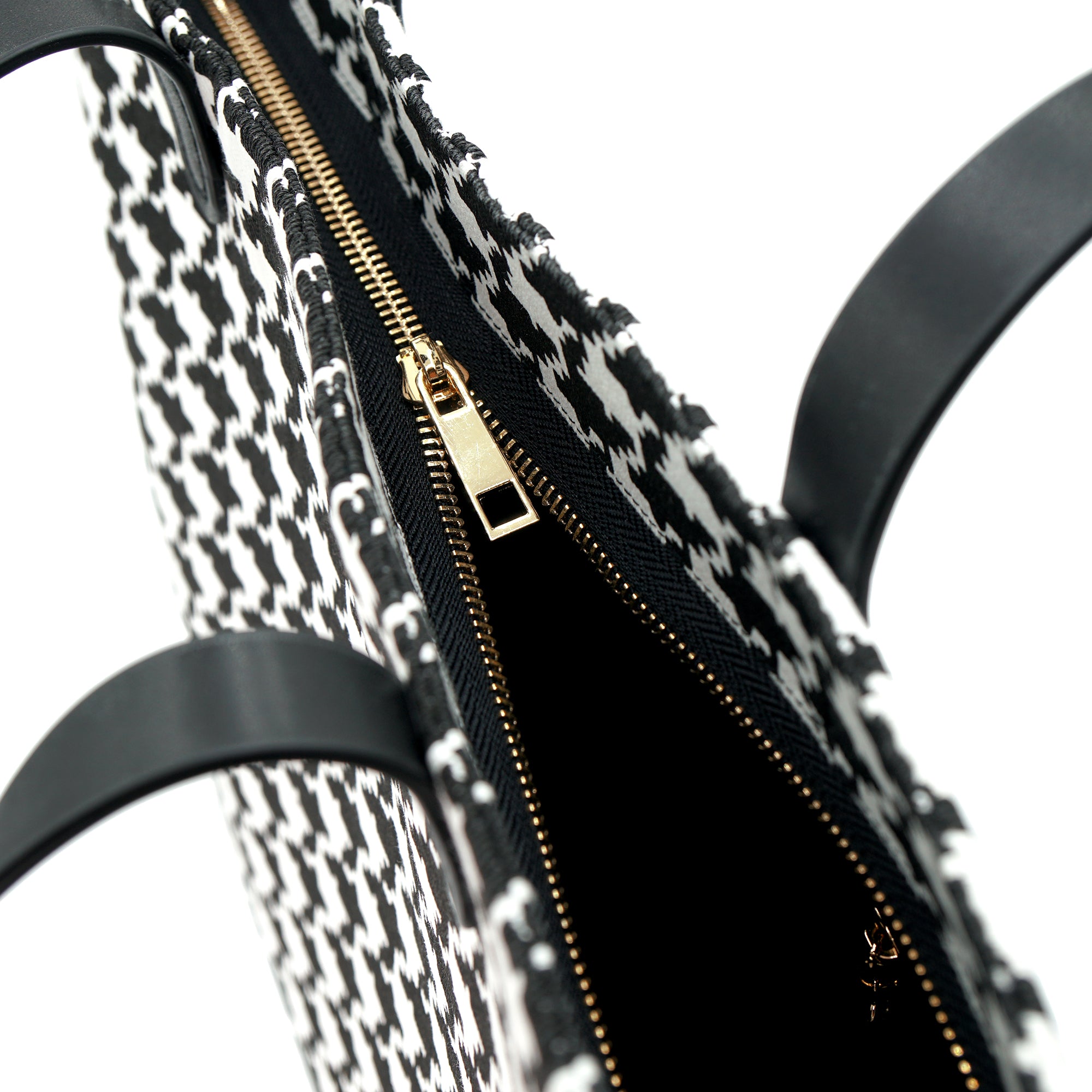 20% OFF - Zipper Top Tote Bag - Houndstooth Check(BK)