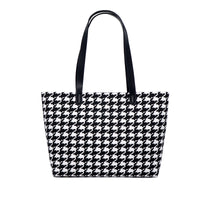 20% OFF - Zipper Top Tote Bag - Houndstooth Check(BK)