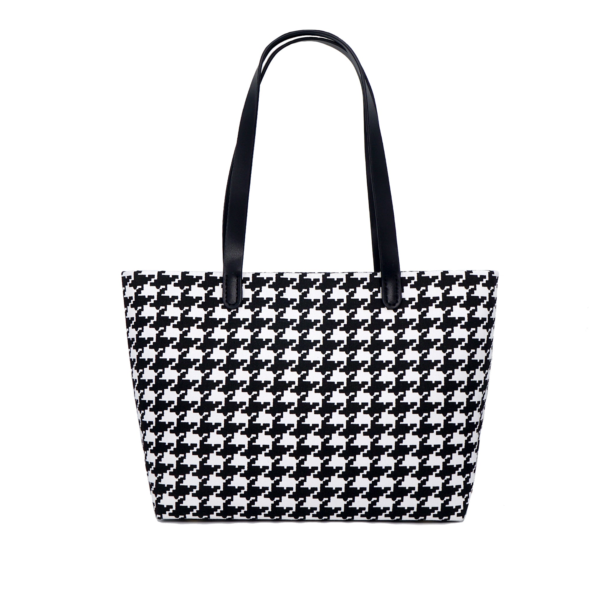 20% OFF - Zipper Top Tote Bag - Houndstooth Check(BK)