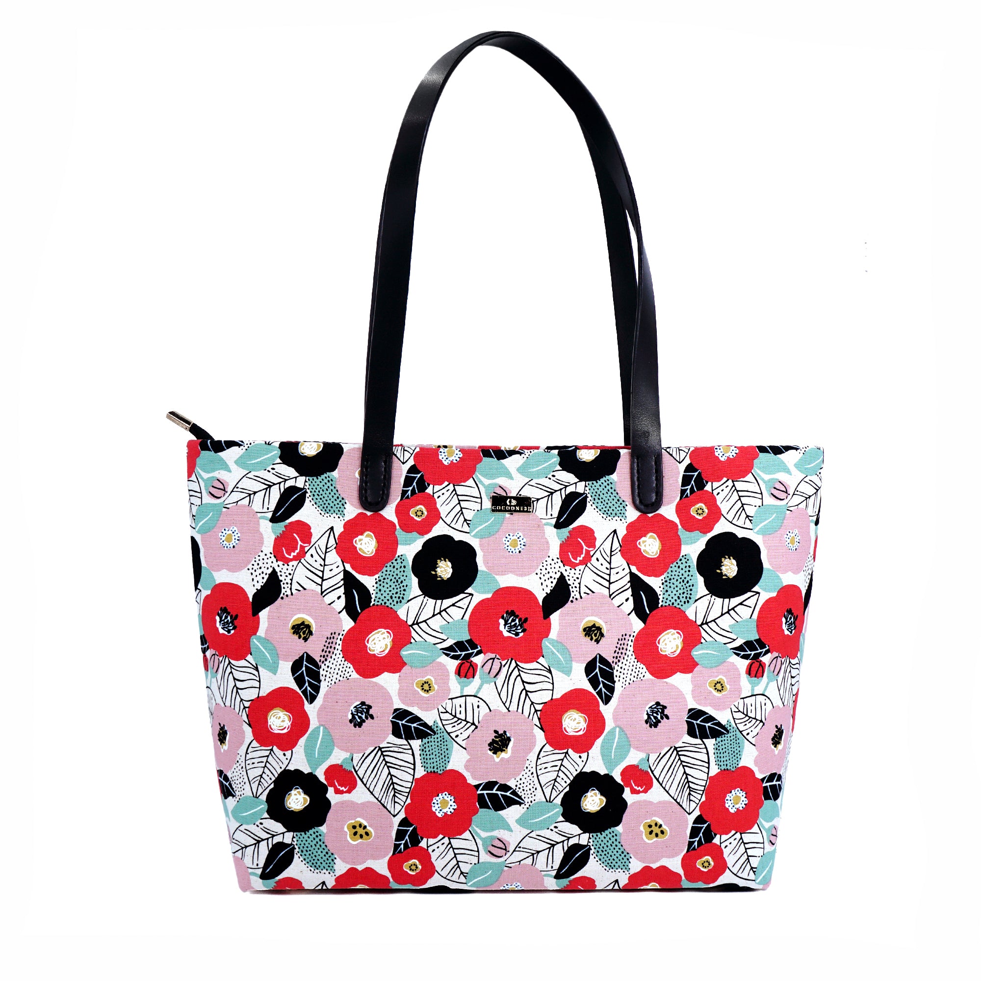 20% OFF - Zipper Top Tote Bag - Tsubaki Garden