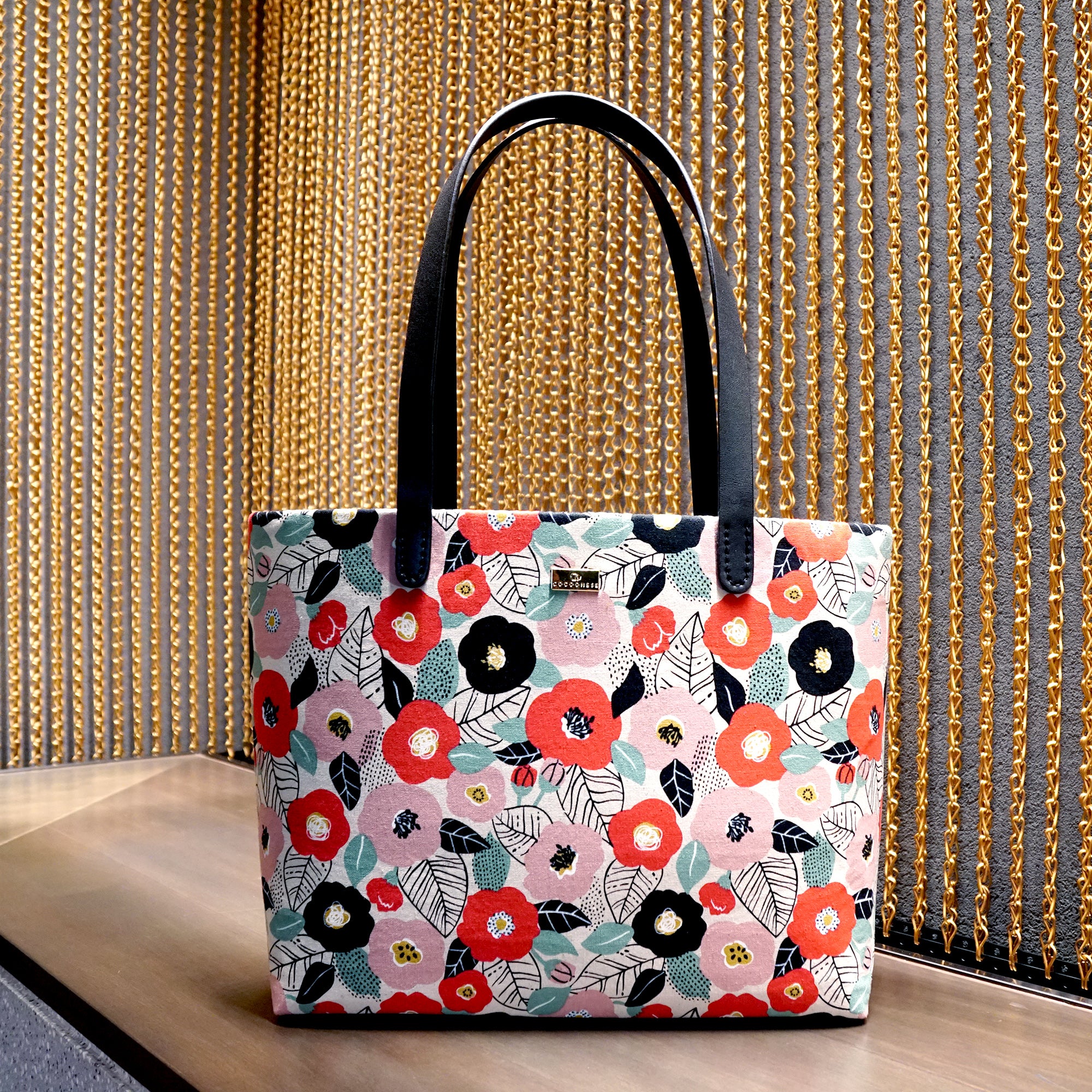 20% OFF - Zipper Top Tote Bag - Tsubaki Garden