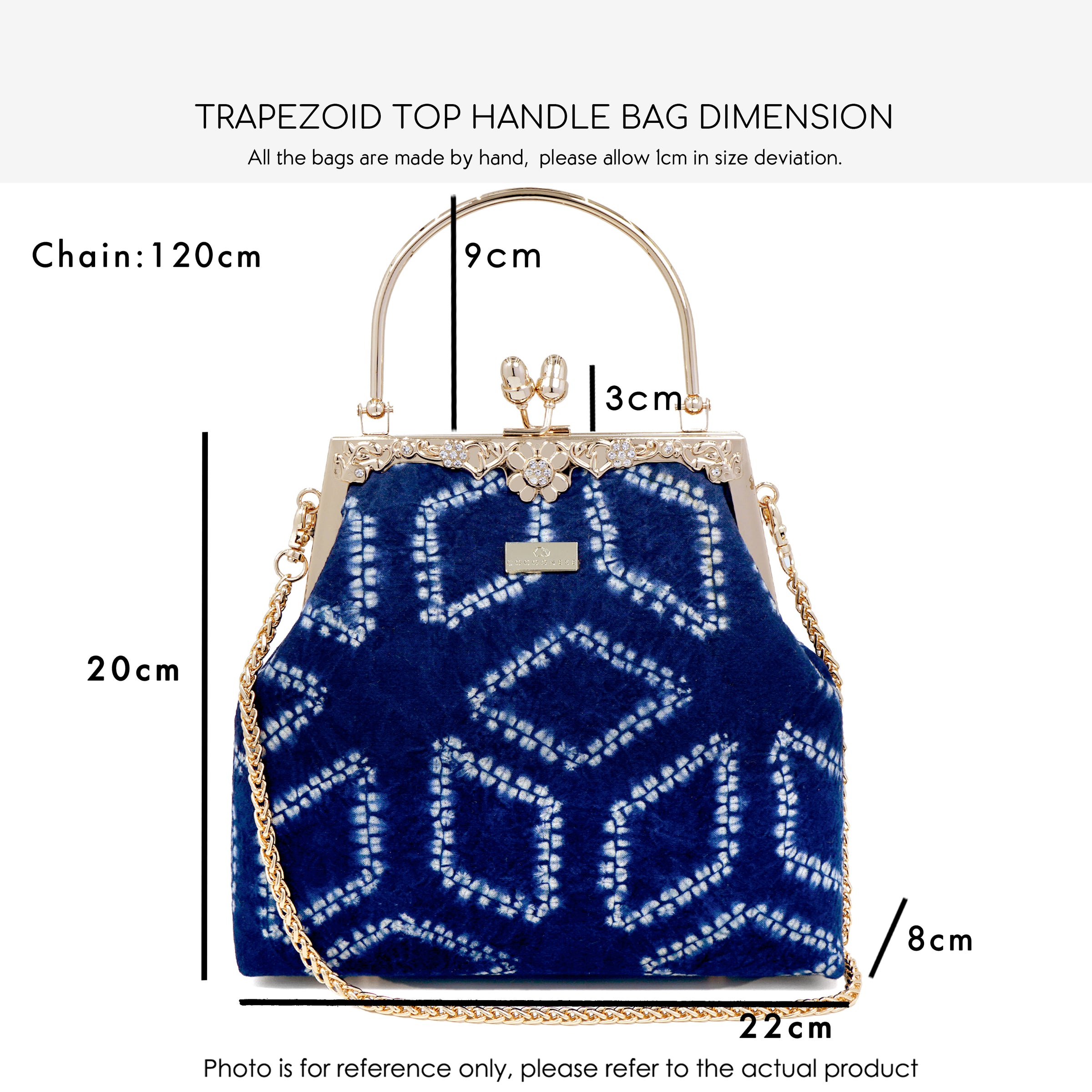 Trapezoid Top Handle Bag  - Shibori Rhombus