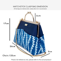 Matchstick Clasp Bag - Shibori Vertical Grain