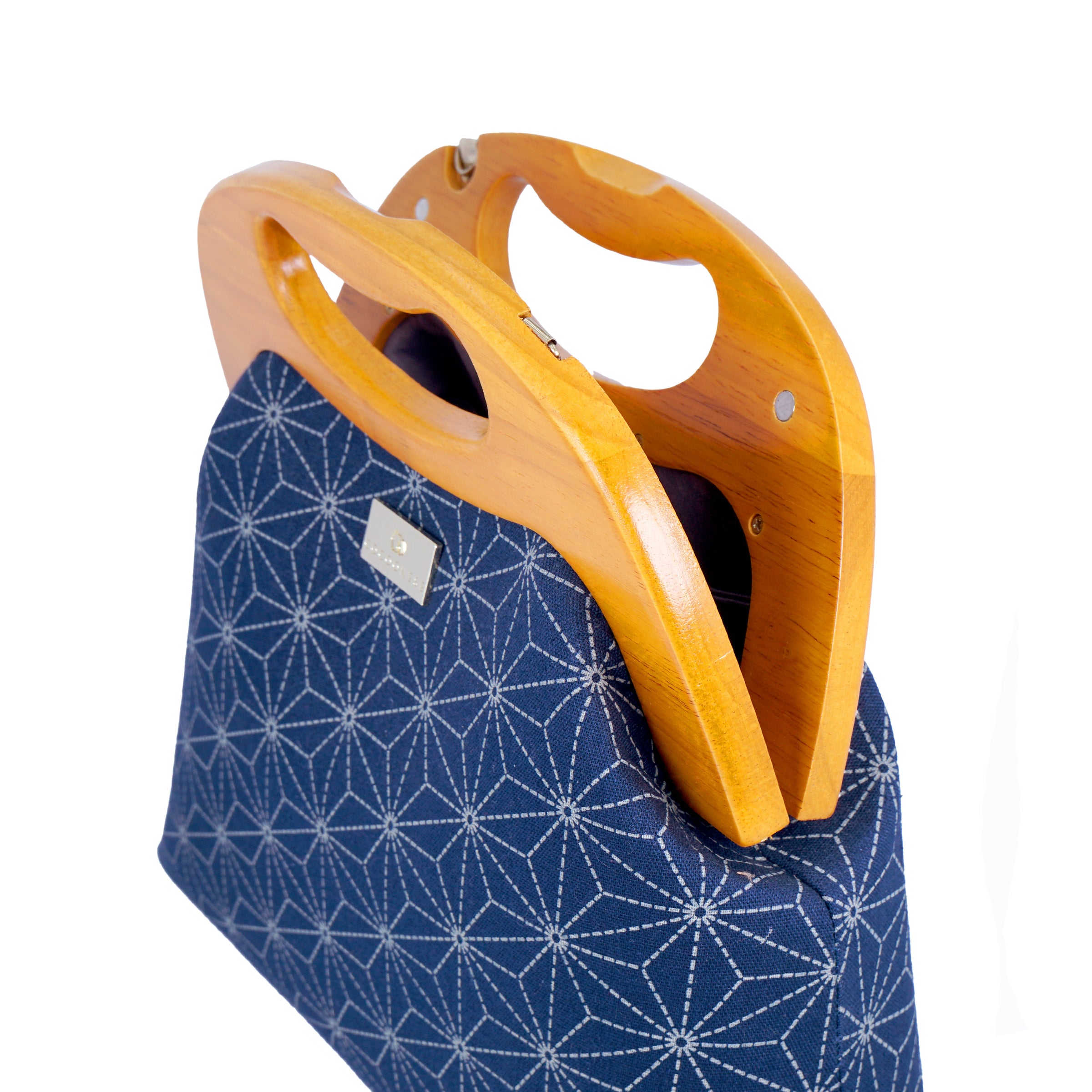 Handbag With Wooden Frame - Hemp Leaves