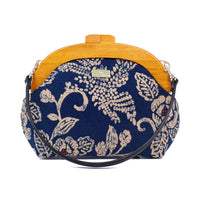 Round Crossbody Bag With Wooden Frame - Rome Rose