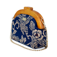 Round Crossbody Bag With Wooden Frame - Rome Rose