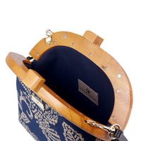 Round Crossbody Bag With Wooden Frame - Rome Rose