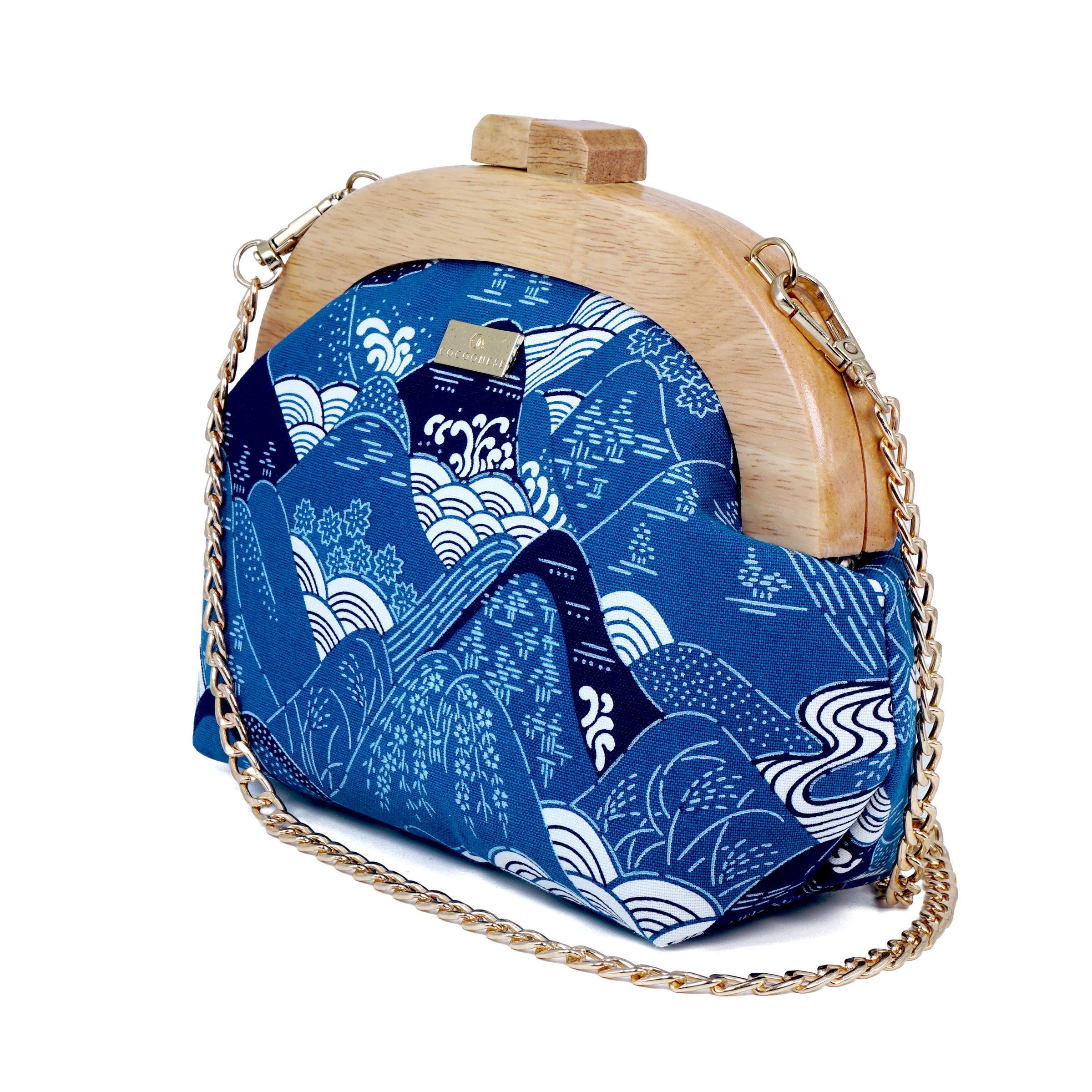 Round Crossbody Bag With Wooden Frame - Yamano Valley