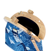 Round Crossbody Bag With Wooden Frame - Yamano Valley