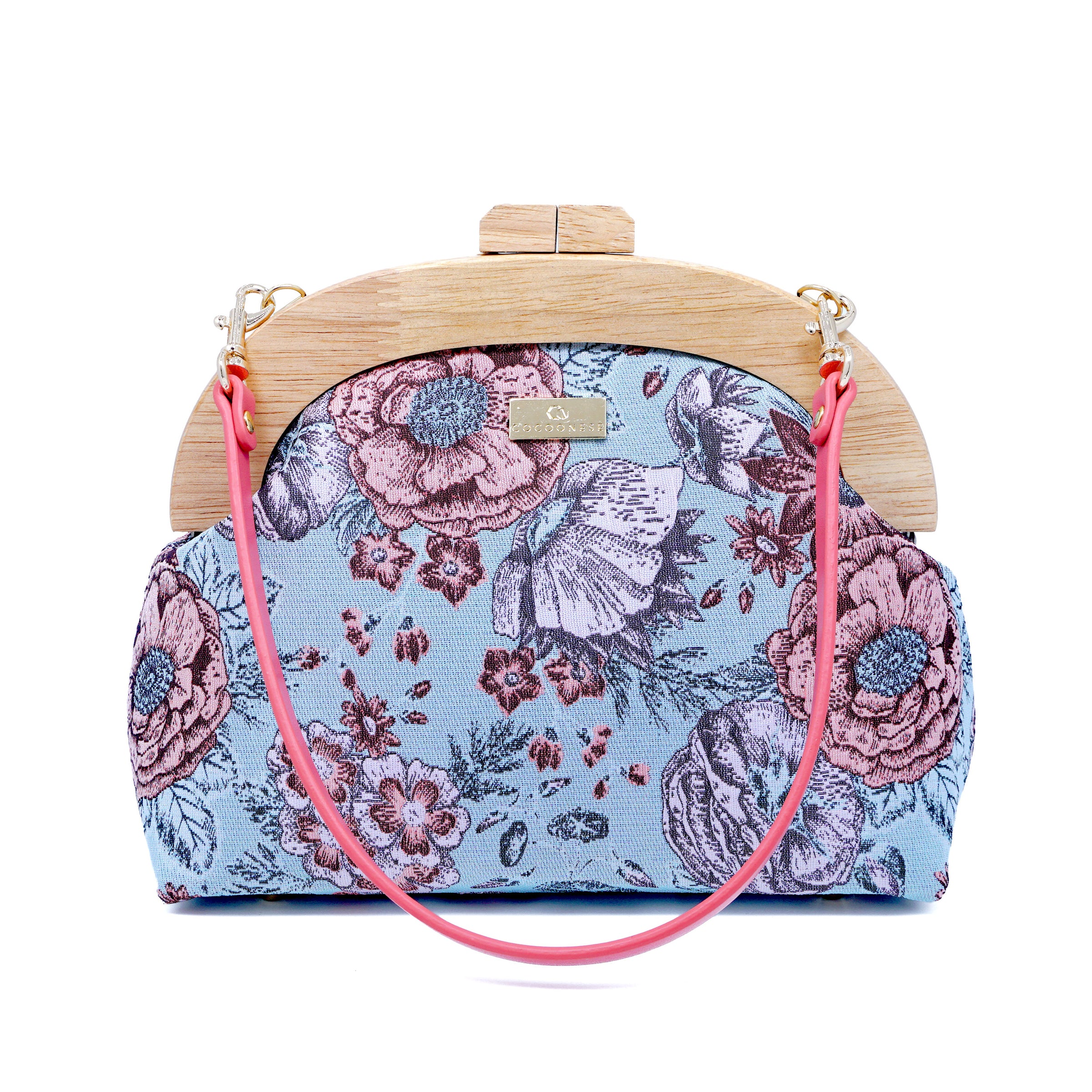 Round Crossbody Bag With Wooden Frame - Sketching Molly