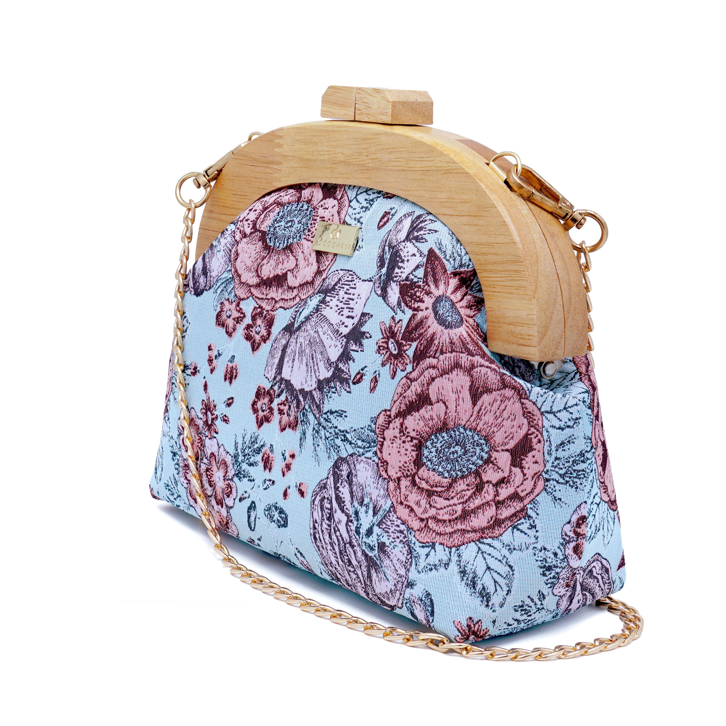 Round Crossbody Bag With Wooden Frame - Sketching Molly