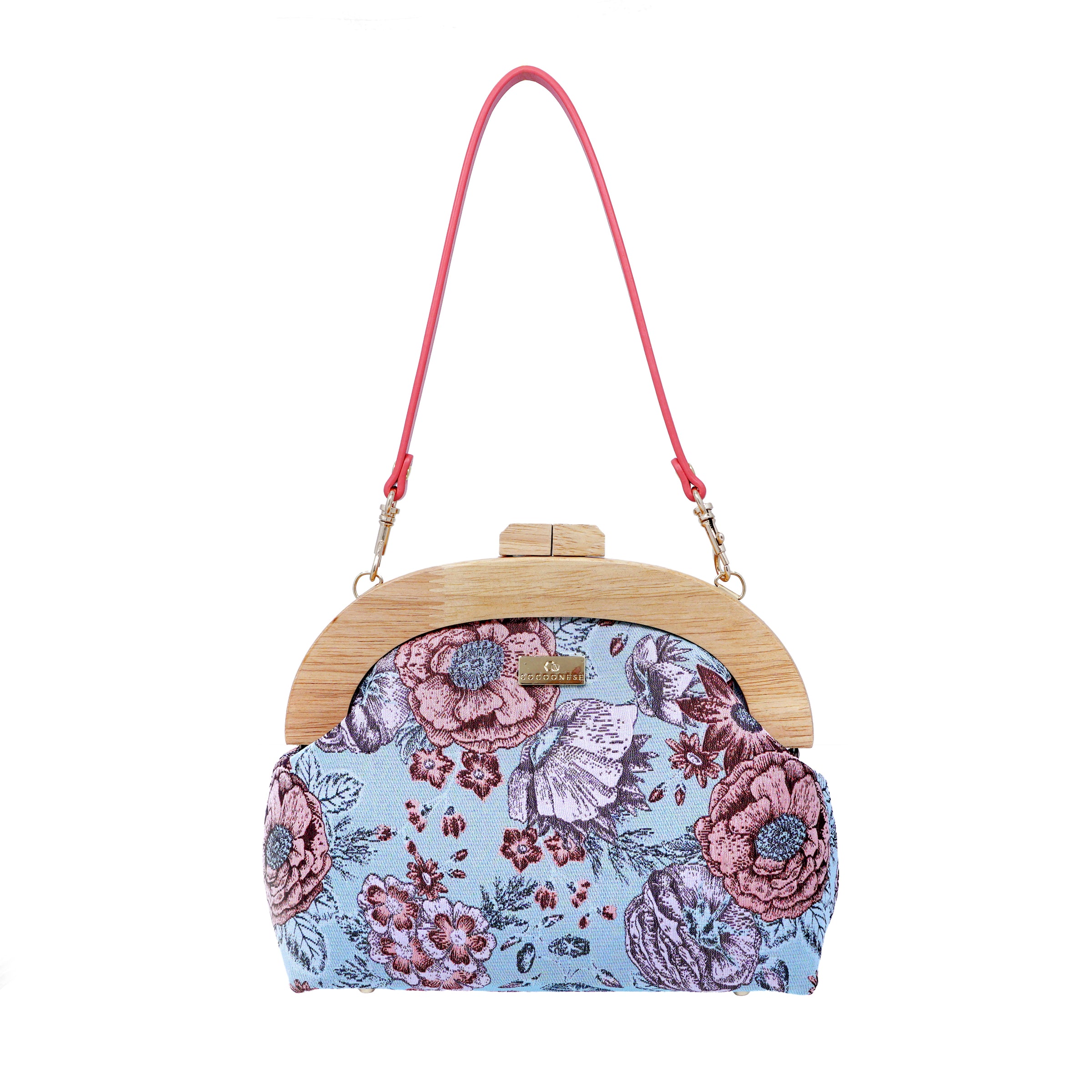 Round Crossbody Bag With Wooden Frame - Sketching Molly