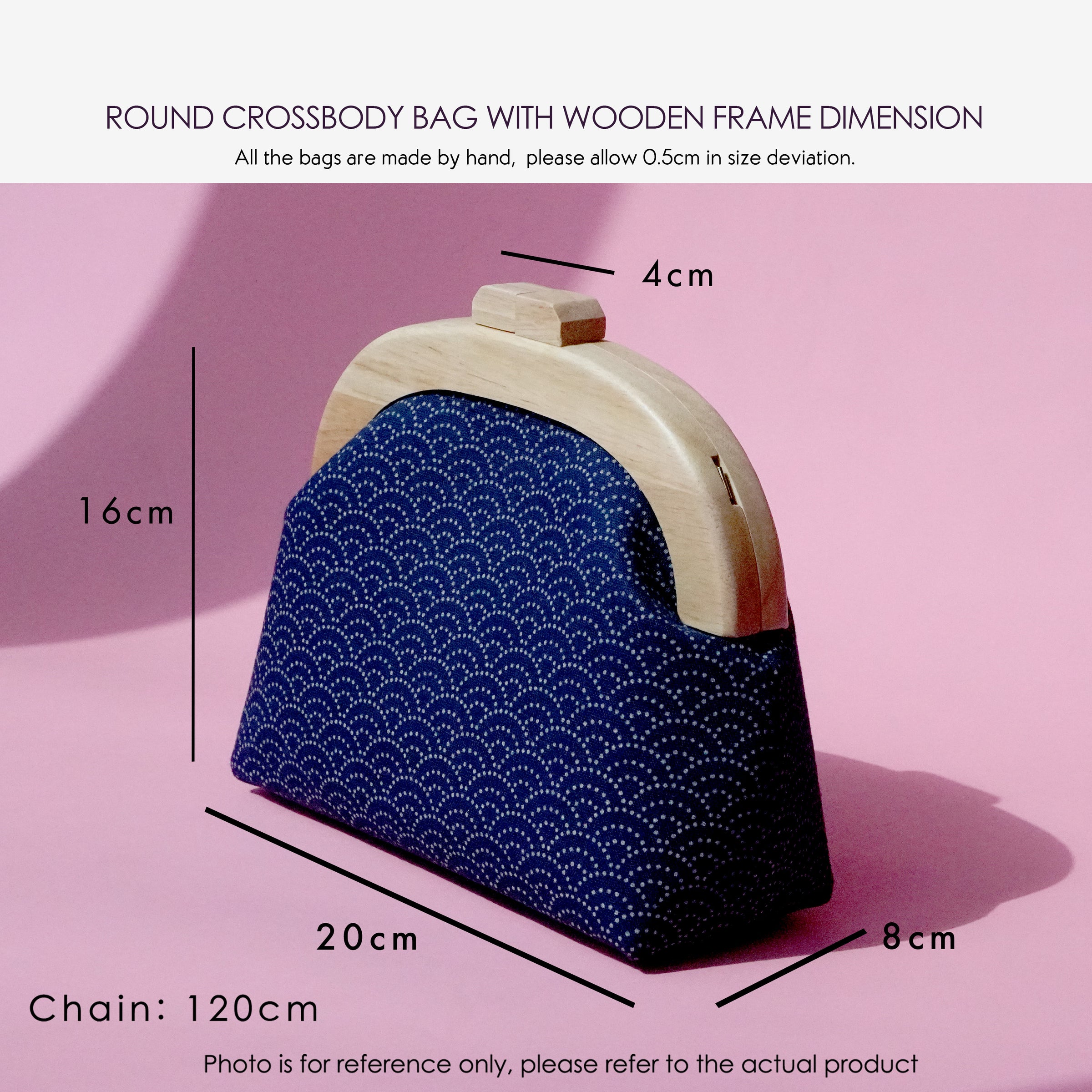 Round Crossbody Bag With Wooden Frame - Rome Rose