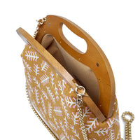 60% OFF - Round Crossbody Bag With Wooden Frame