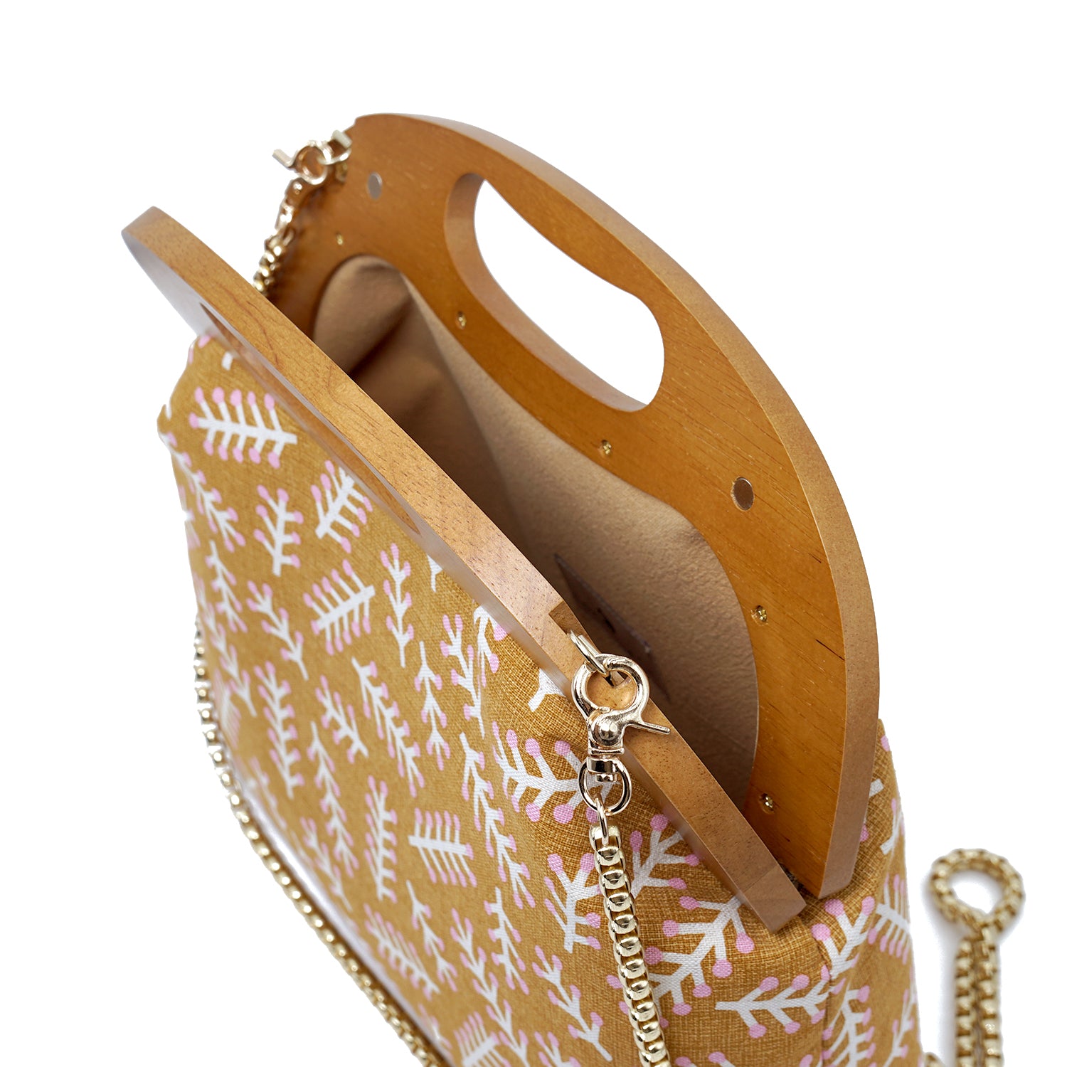 60% OFF - Round Crossbody Bag With Wooden Frame