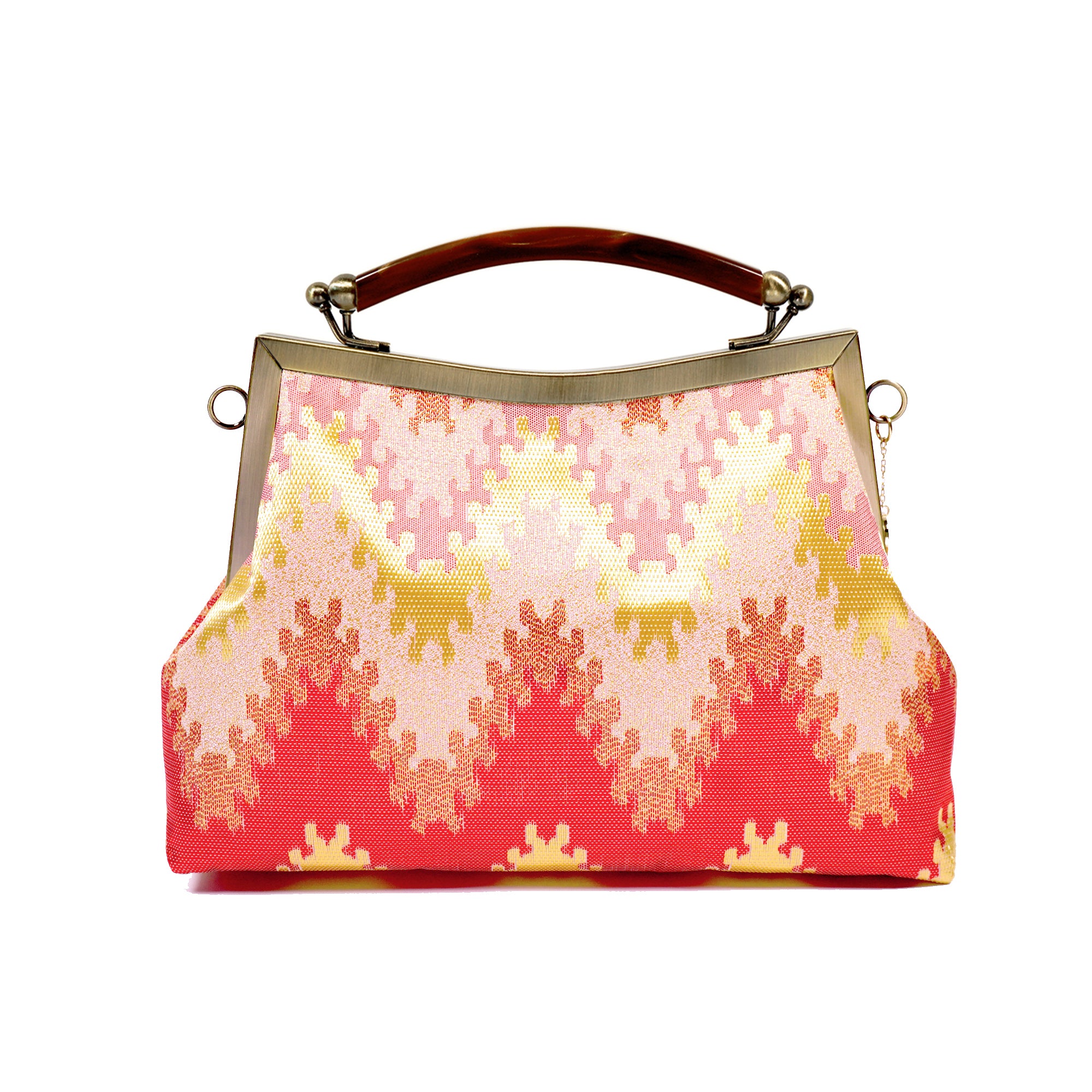 50% OFF - Amber Resin Top Handle Bag - Songket Waltz (Pink)