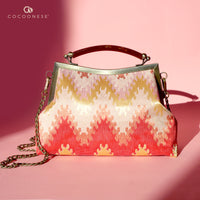 50% OFF - Amber Resin Top Handle Bag - Songket Waltz (Pink)