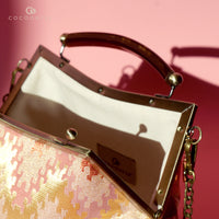 50% OFF - Amber Resin Top Handle Bag - Songket Waltz (Pink)