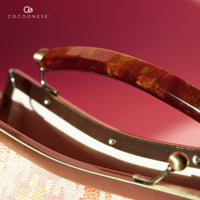 50% OFF - Amber Resin Top Handle Bag - Songket Waltz (Pink)