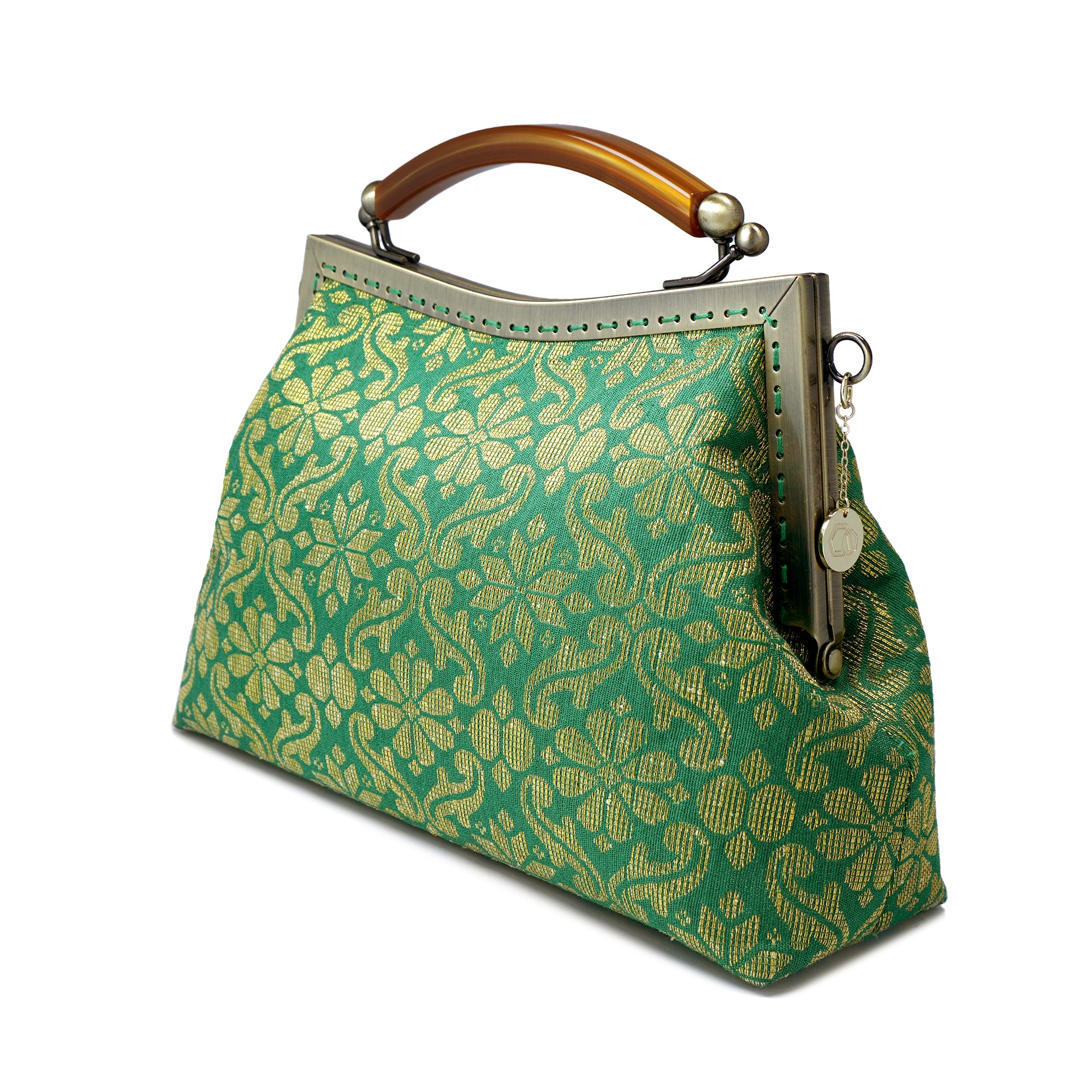 50% OFF - Amber Resin Top Handle Bag - Royal Songket (GG)