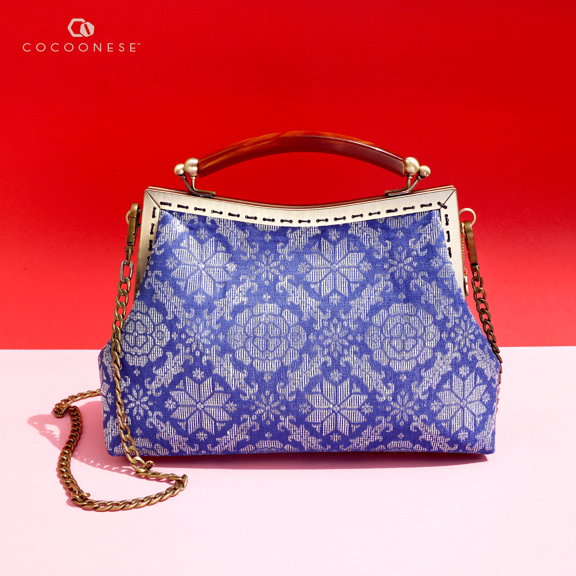 50% OFF - Amber Resin Top Handle Bag - Royal Songket (LS)