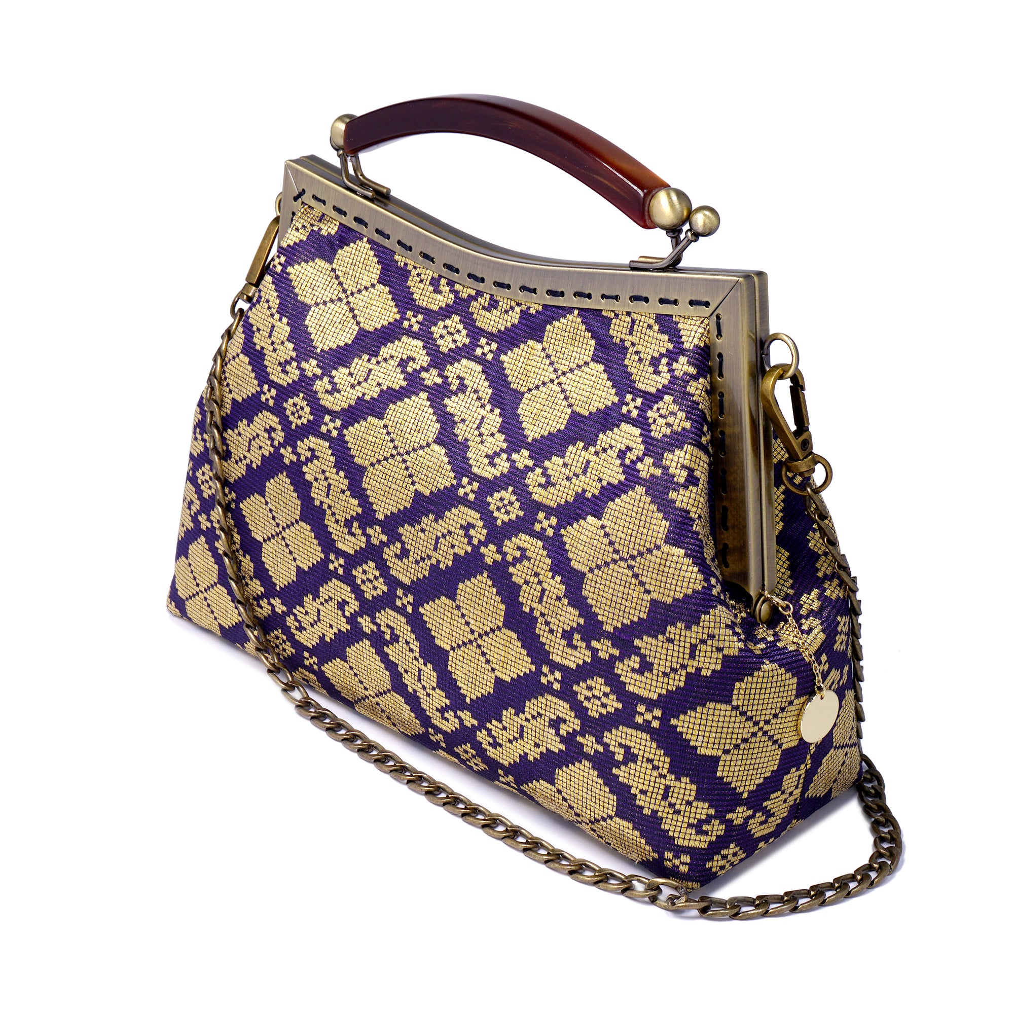 50% OFF - Amber Resin Top Handle Bag - Royal Songket (PG)