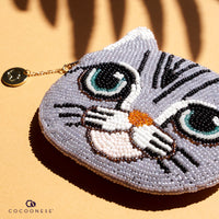 Beaded Coin Purse - Curious Cat