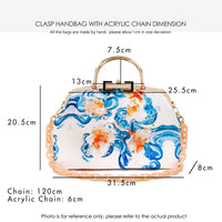 Clasp Handbag with Acrylic Chain - Rain Tiles