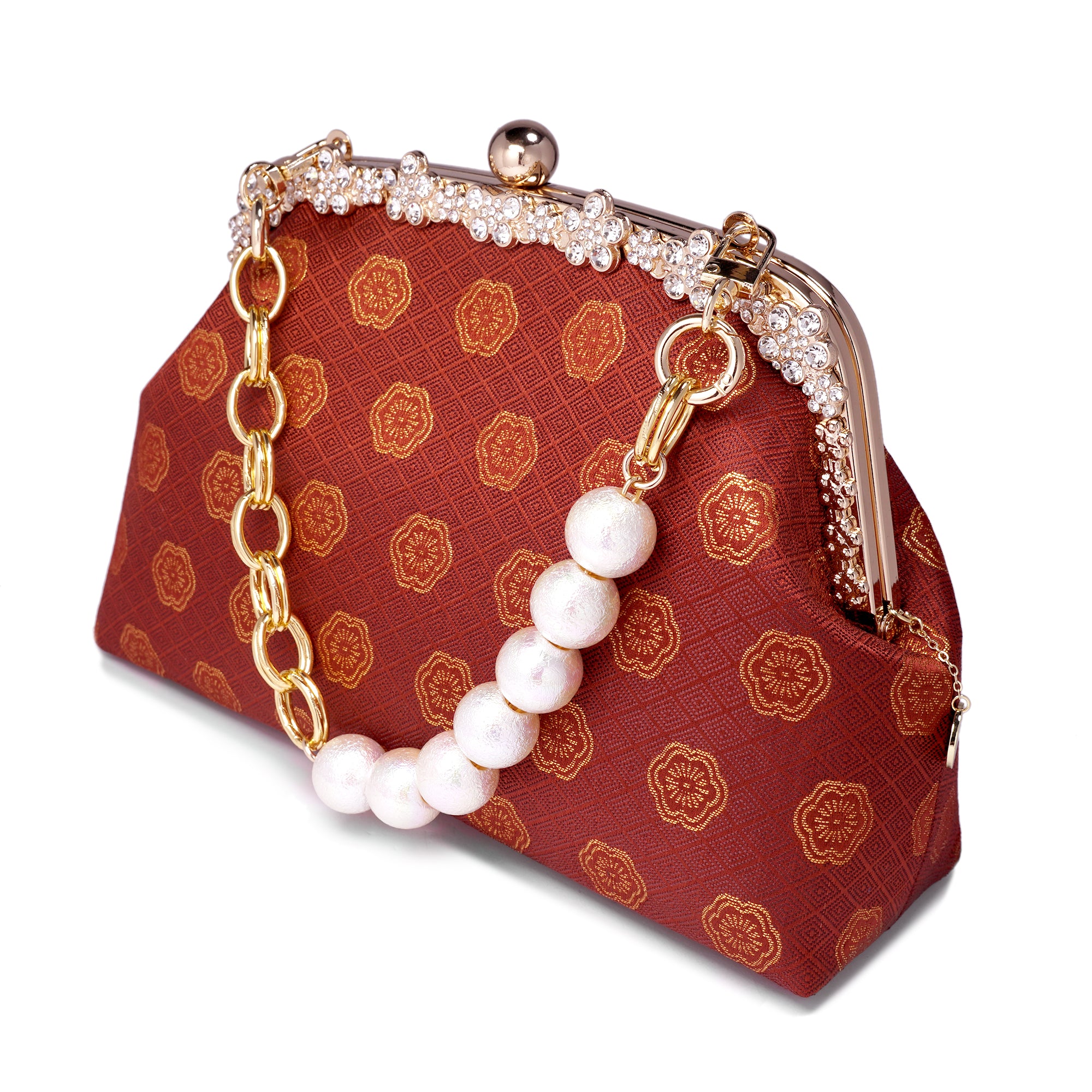 45% OFF - Rhinestone Frame Clutch Bag - Plum Flower