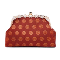 45% OFF - Rhinestone Frame Clutch Bag - Plum Flower