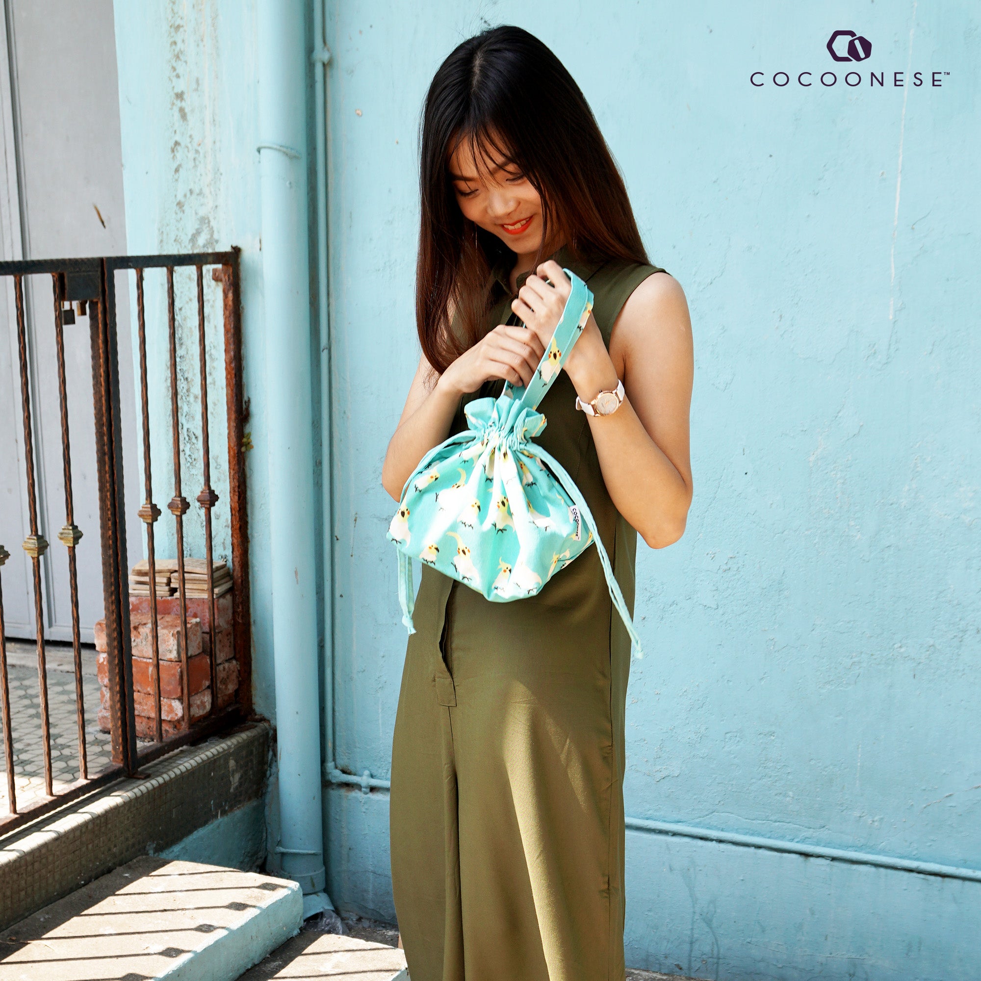 50% OFF - Drawstring Top Handle Handbag  - Little Drunk Birds