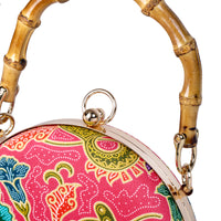 Round Hard Case Bamboo Handle Bag - Tango
