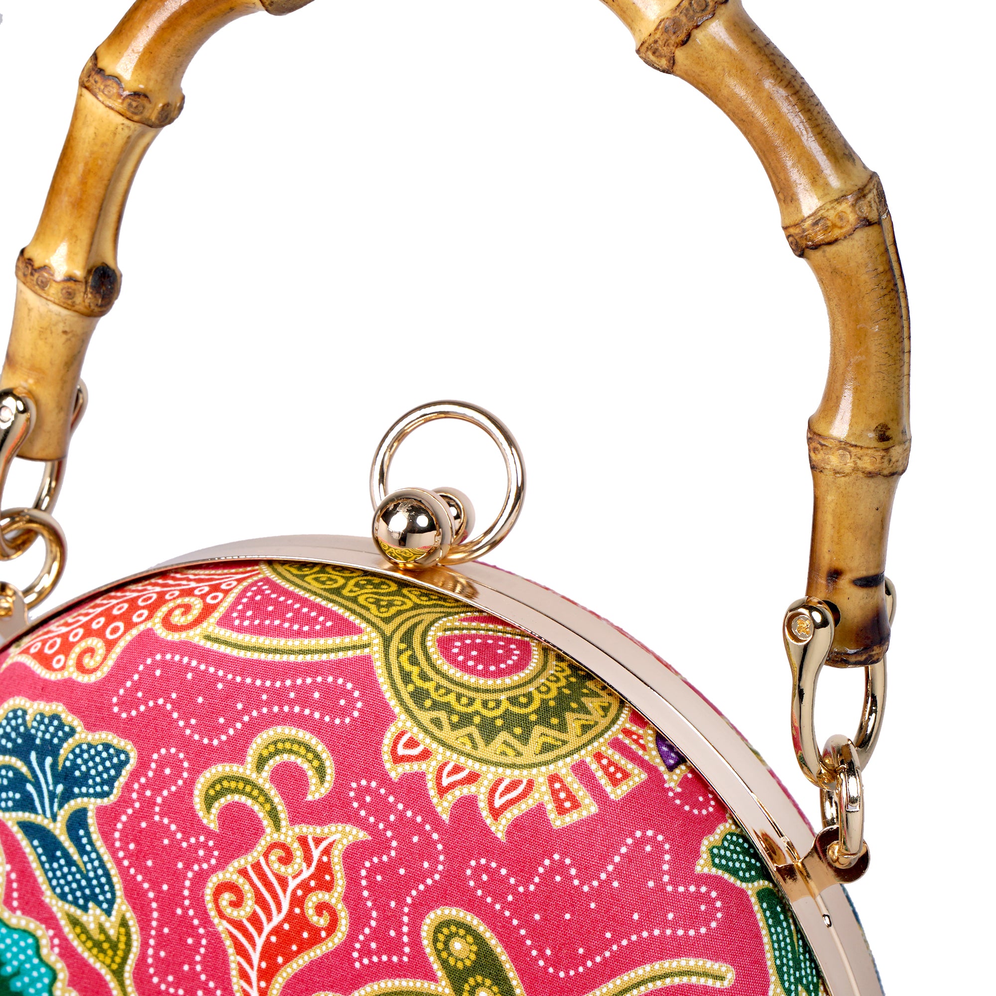 Round Hard Case Bamboo Handle Bag - Tango