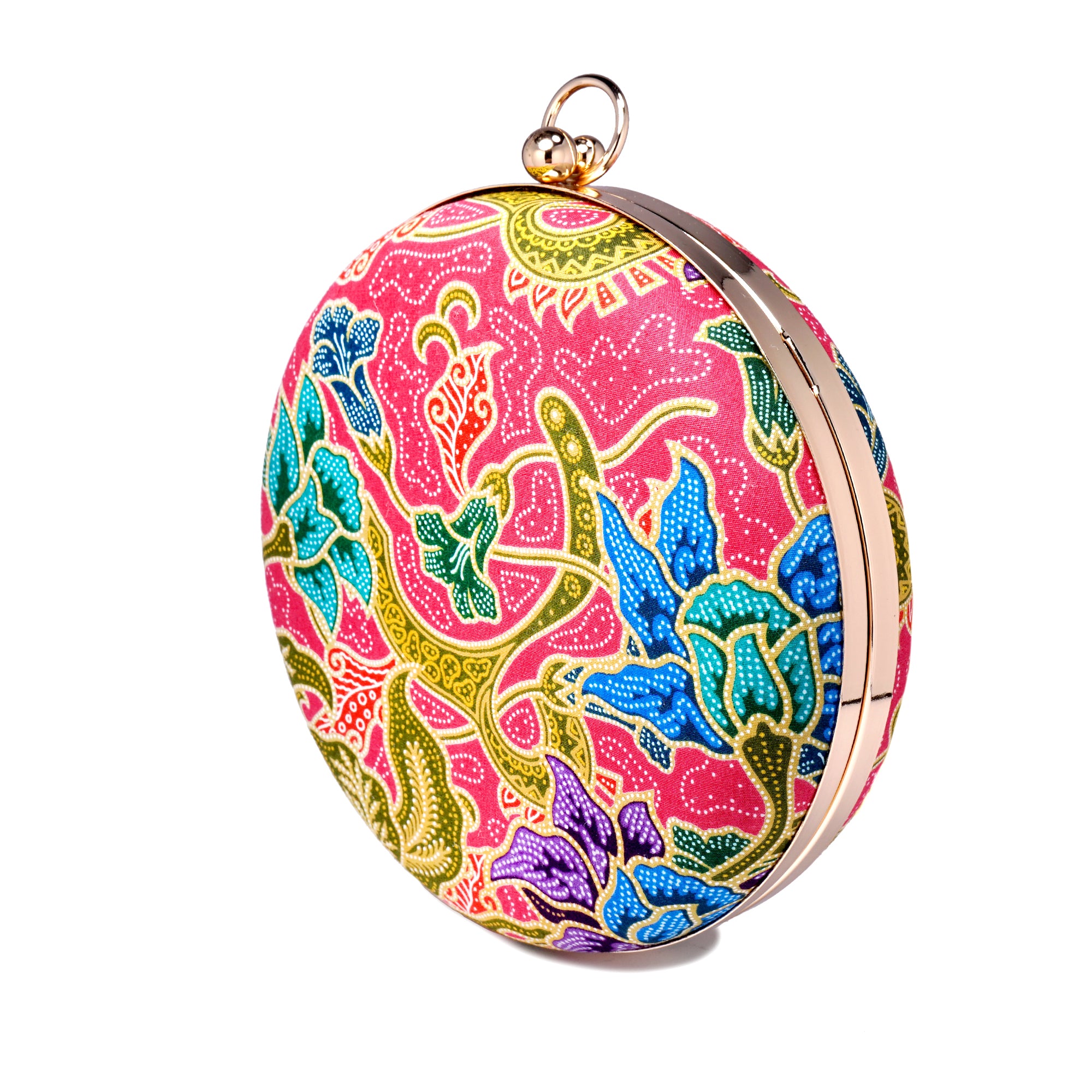 Round Hard Case Bamboo Handle Bag - Tango