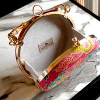 Round Hard Case Bamboo Handle Bag - Tango