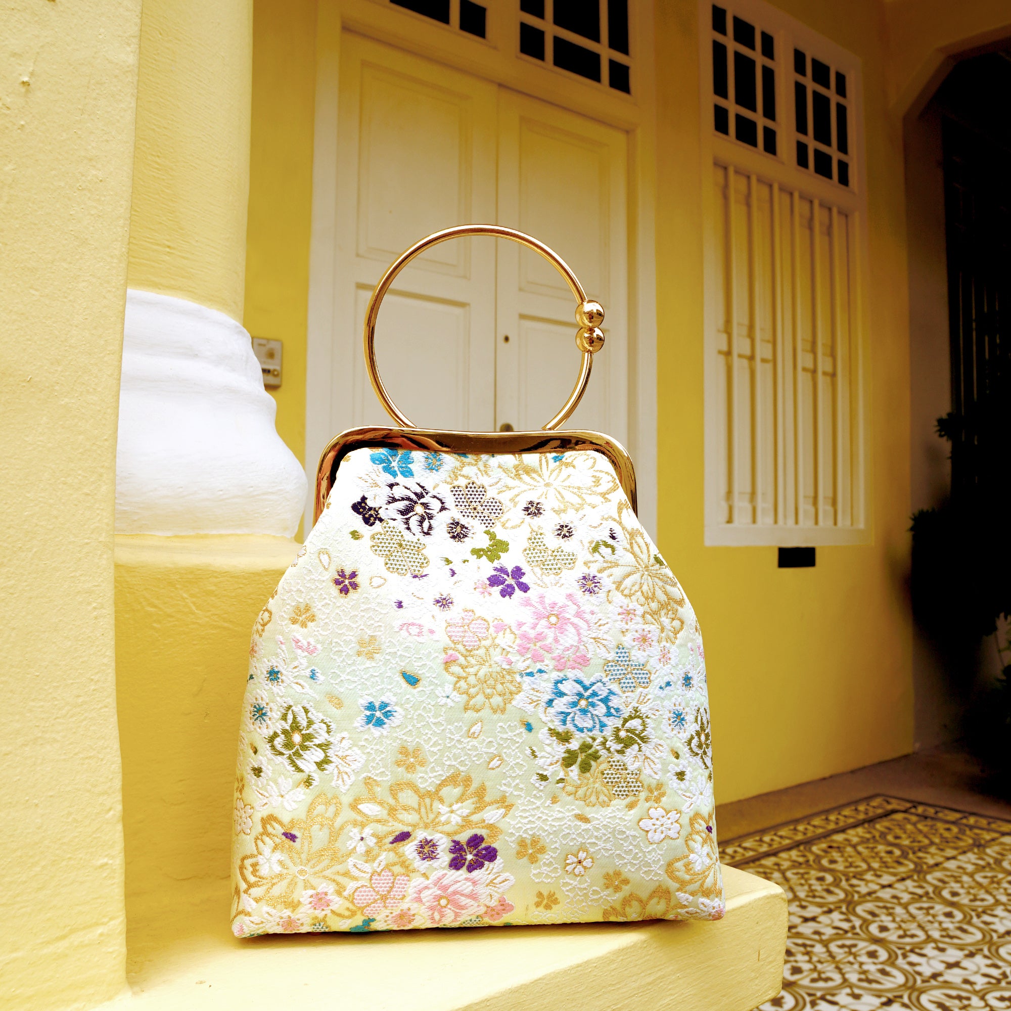 Ring Handle Chain Bag - Hundred Flowers