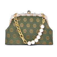 45% OFF - Rhinestone Frame Clutch Bag - Plum Flower