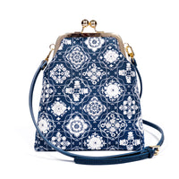 30% OFF - Trapezoid Crossbody Bag - Blue Tiles