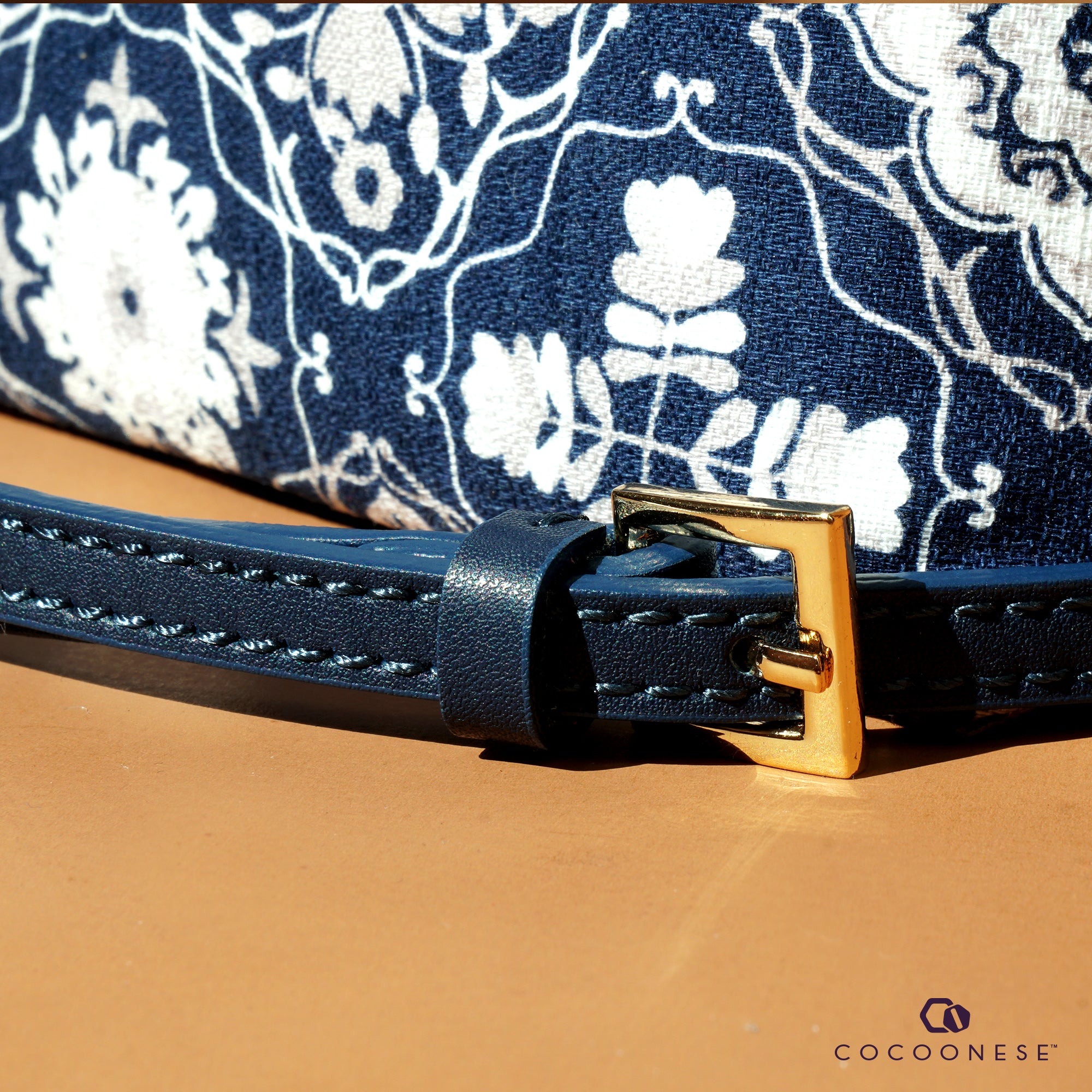 30% OFF - Trapezoid Crossbody Bag - Blue Tiles