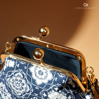 30% OFF - Trapezoid Crossbody Bag - Blue Tiles