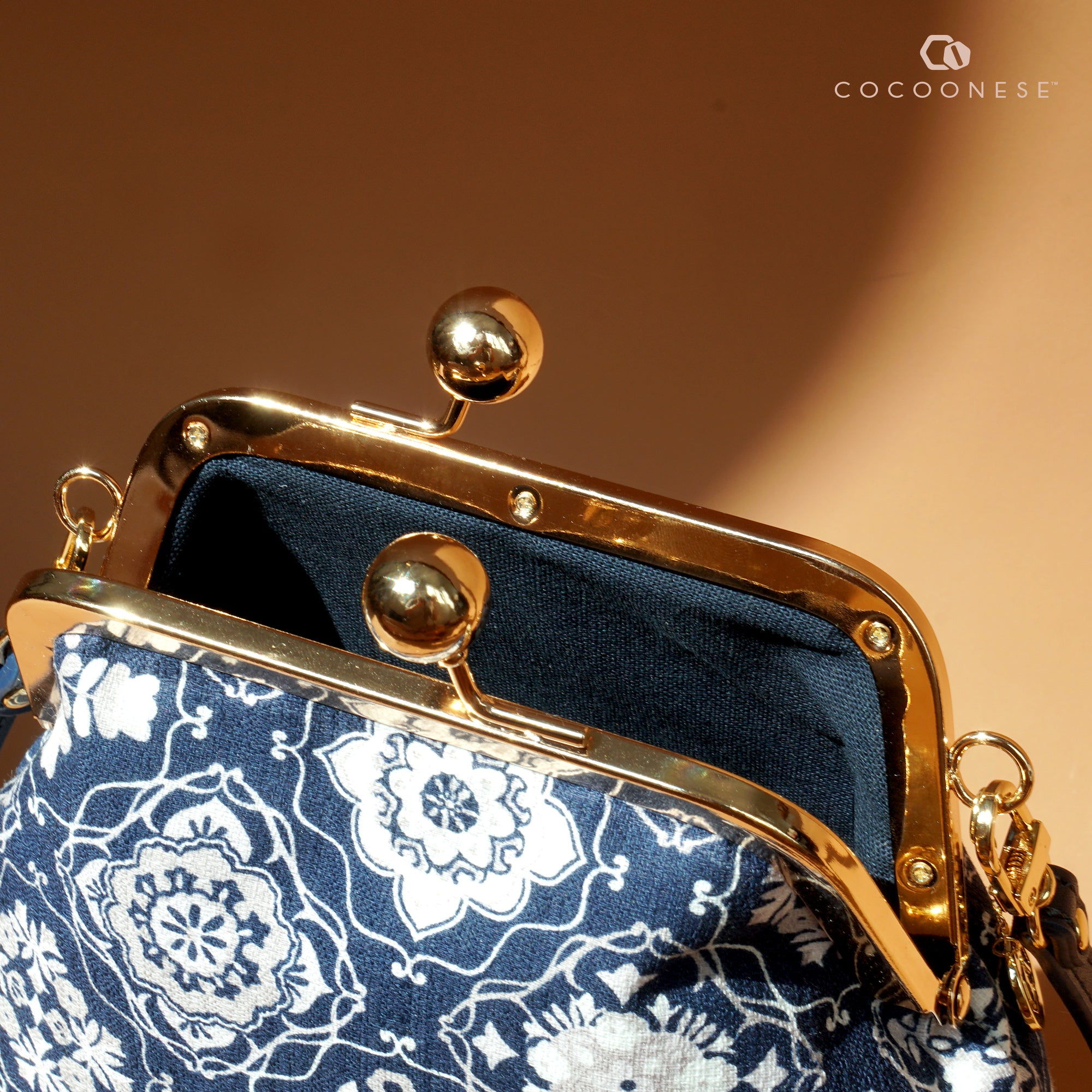 30% OFF - Trapezoid Crossbody Bag - Blue Tiles