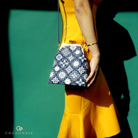 30% OFF - Trapezoid Crossbody Bag - Blue Tiles