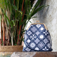 30% OFF - Trapezoid Crossbody Bag - Blue Tiles